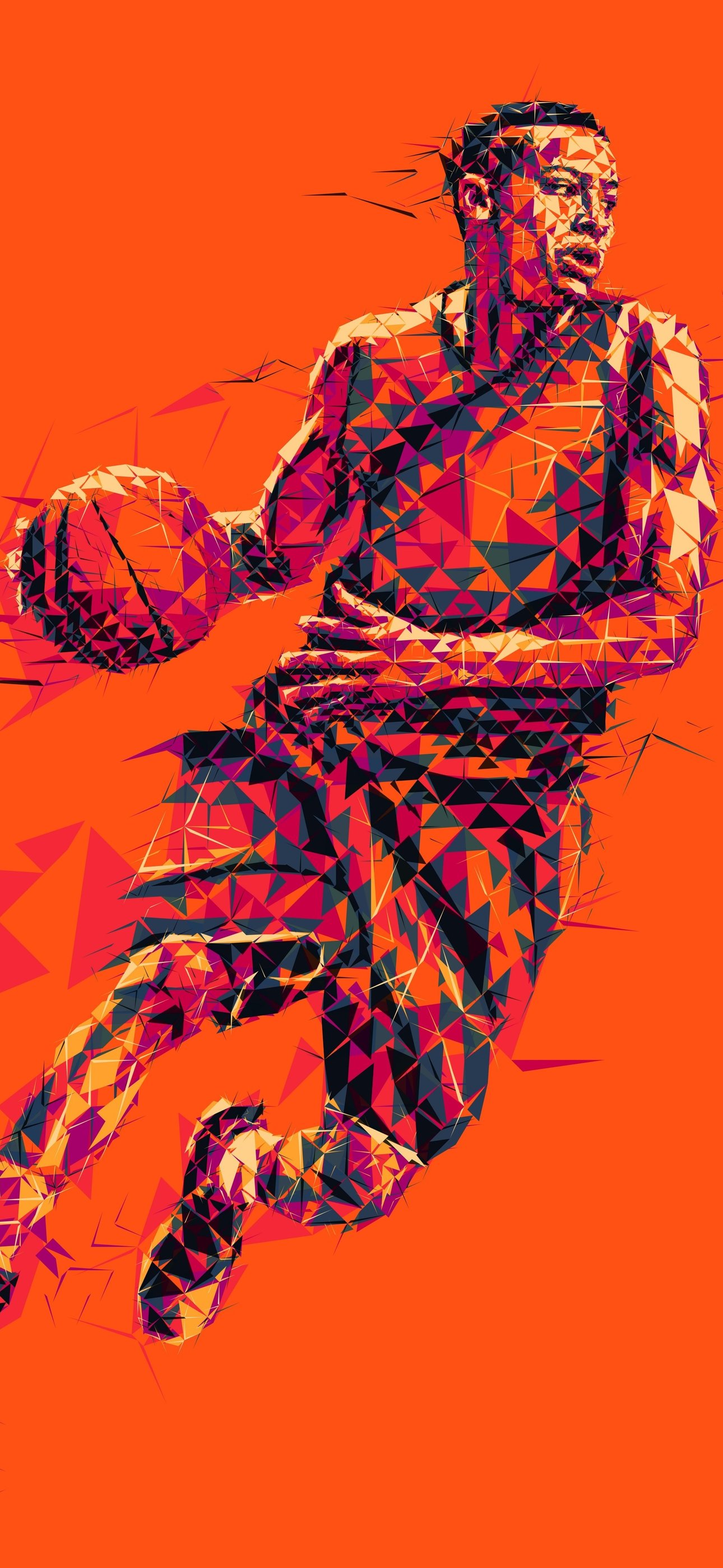 Баскетболист в low poly - Обои для iPhone 15 Pro Max/14 Pro Max в разрешении 1290x2796
