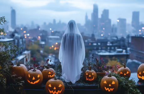 Ghost Wallpapers for Apple iPad 1 (1024x1024): Halloween, jack-o-lantern, ghost, cosplay