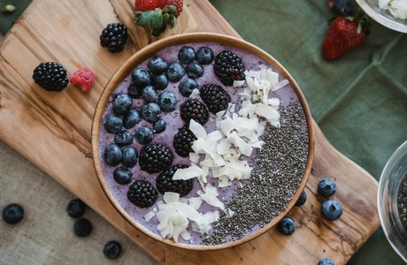 Delicious Smoothie Bowl with Berries and Coconut