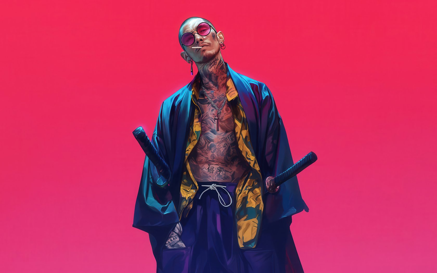 Yakuza with katana and tattoos - WSXGA+ wallpapers in 1680x1050 resolution