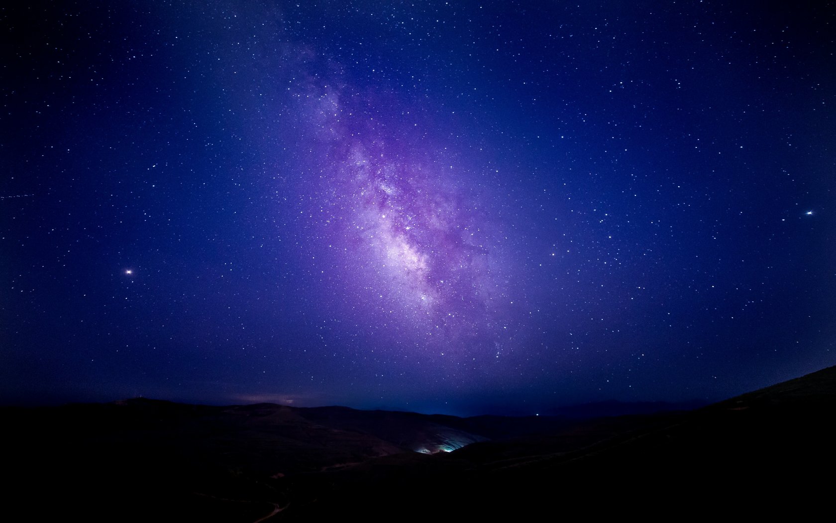 Milky Way Galaxy over Mountain Landscape - WSXGA+ wallpapers in 1680x1050 resolution