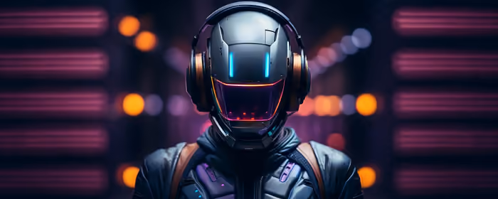 Technology wallpapers: robot, helmet, headphones, cyberpunk