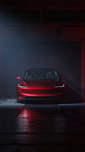 Красная Tesla Model 3 Performance - Обои для Nokia, Samsung в разрешении 360x640