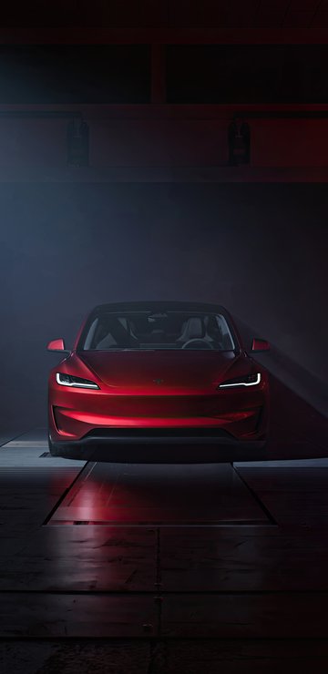Красная Tesla Model 3 Performance - Обои для Samsung в разрешении 360x740