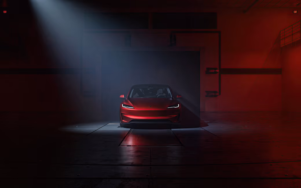 Red Tesla Model 3 Performance - Wallpapers for iPhone 18 Pro/18/17 Pro/17/16 Pro in 1206x2622 resolution