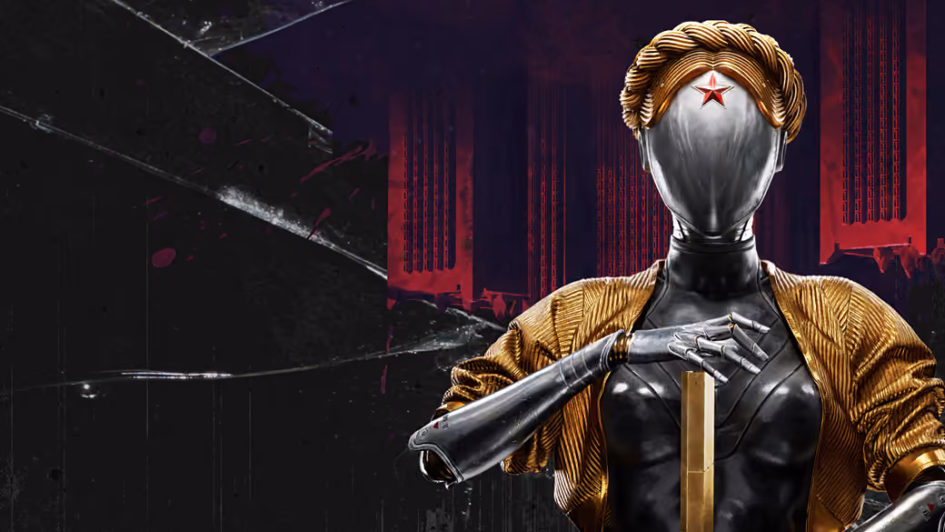 Atomic Heart twin with a red star — desktop and phone wallpaper, free download