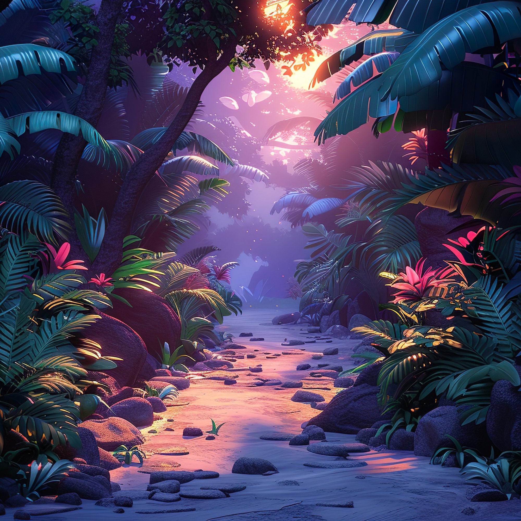 Jungle rainforest at sunset - Wallpapers for Samsung/Xiaomi in 2000x2000 resolution