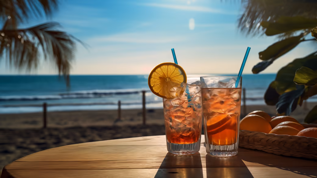 Iced lemonade on the beach - Wallpapers for Nokia, Samsung in 360x640 resolution