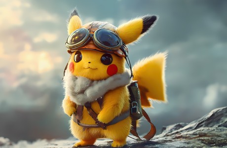 Adventurous Pikachu Dressed as a Pilot