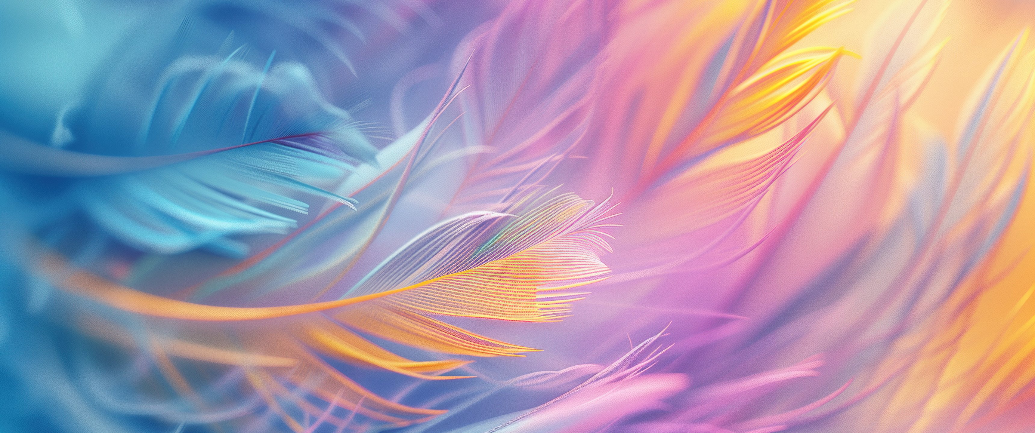 Colorful soft feathers - UltraWide 21:9 wallpapers in 3440x1440 resolution