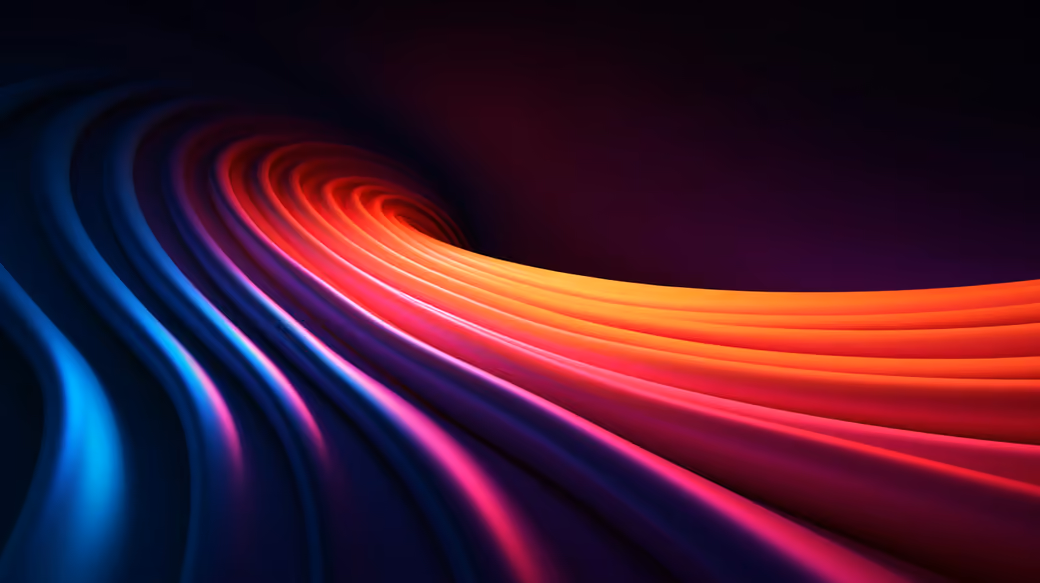 Colorful flowing wave tunnel — desktop and phone wallpaper, free download