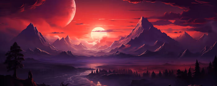 UltraWide 21:9 wallpapers (2560x1080): moon, mountains, valley, river