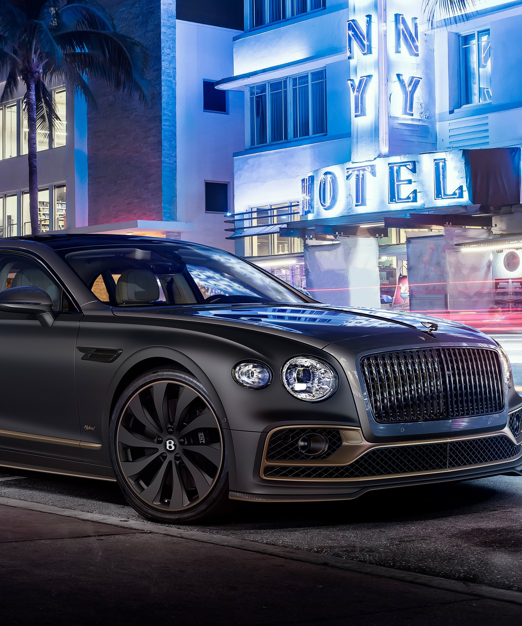 Black Matte Bentley Flying Spur Hybrid - Wallpapers for Samsung Galaxy Z Fold4/Z Fold5/Z Fold6 in 1812x2176 resolution