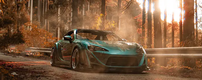 Обои машины: Toyota GT86, осень, дорога, спорткар