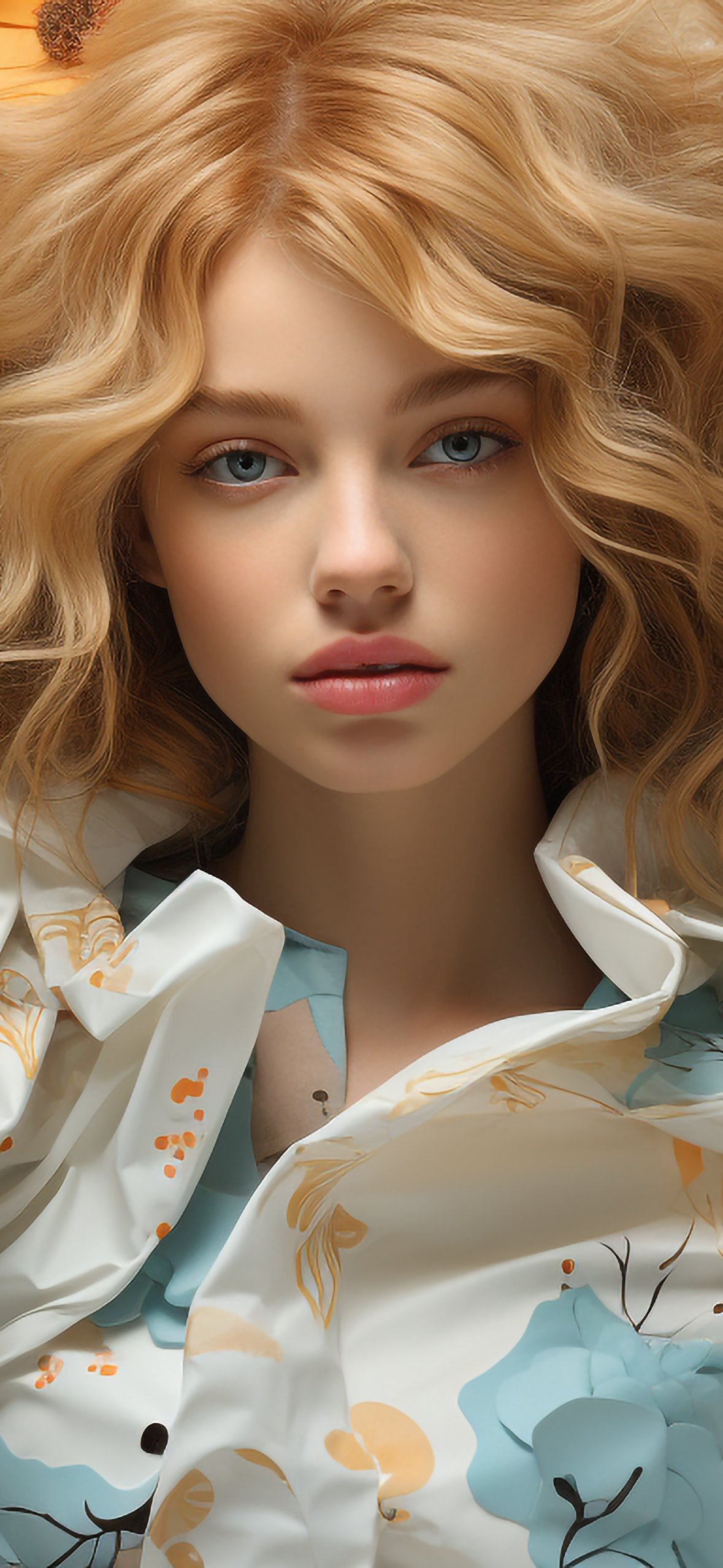 Blonde among delicate flowers - Wallpapers for iPhone 14 Pro/15 Pro in 1179x2556 resolution