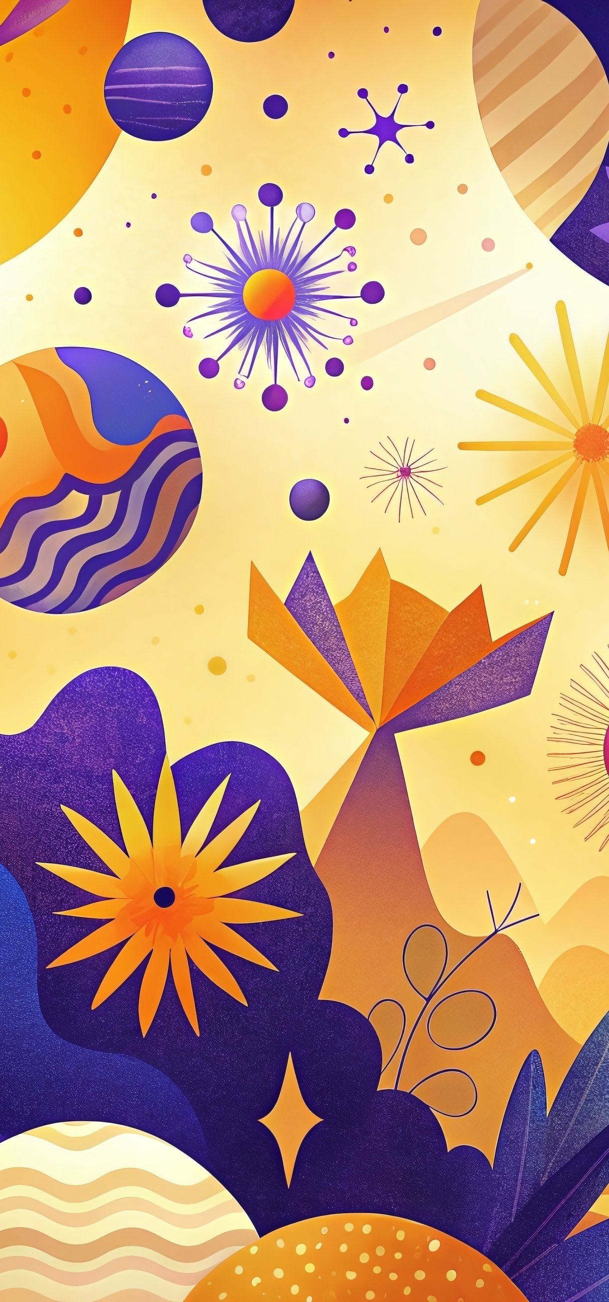 Abstract cosmic landscape with orbs - Wallpapers for Xiaomi 17/17 Pro in 1220x2608 resolution