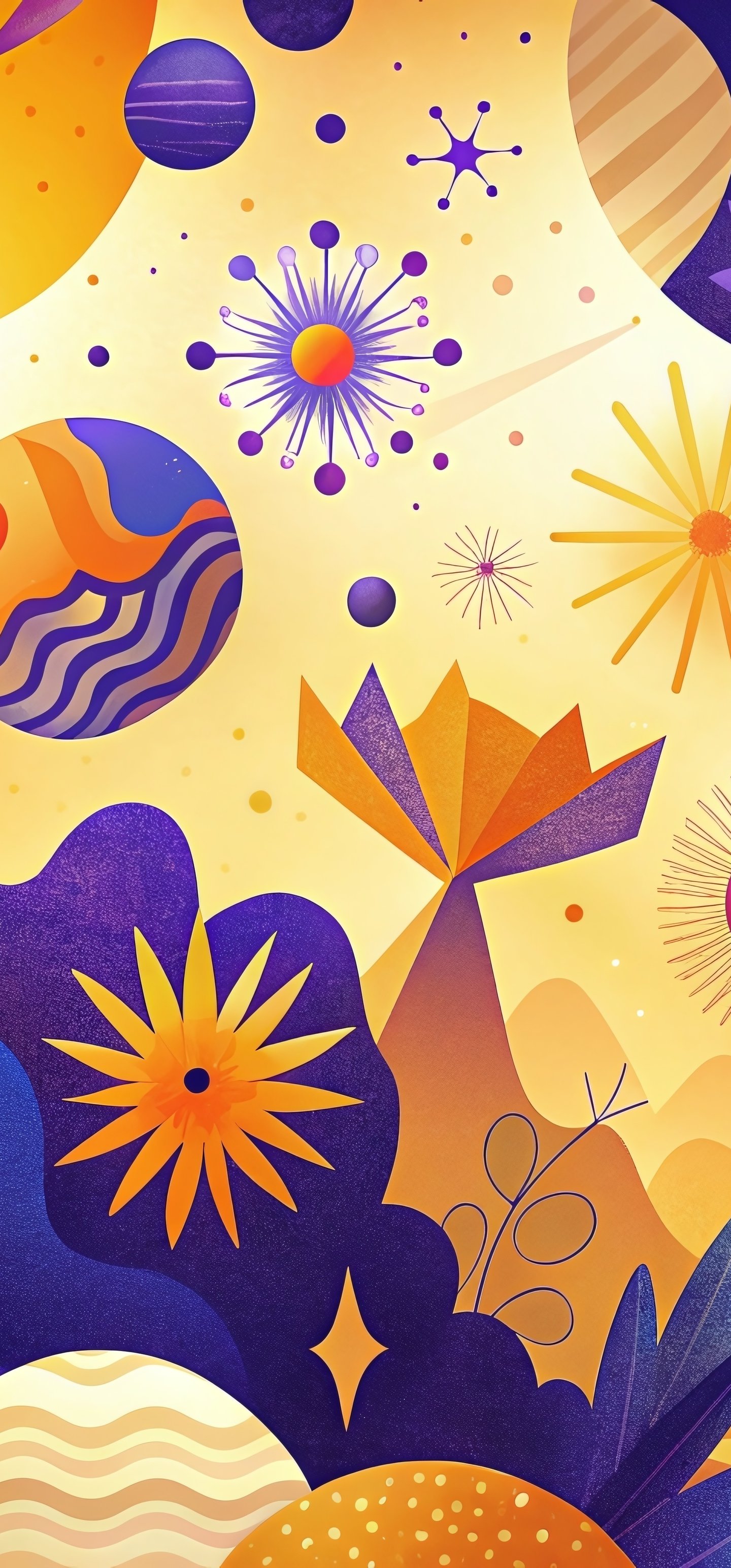 Abstract cosmic landscape with orbs - Wallpapers for Samsung Galaxy S22 Ultra/S23 Ultra in 1440x3088 resolution