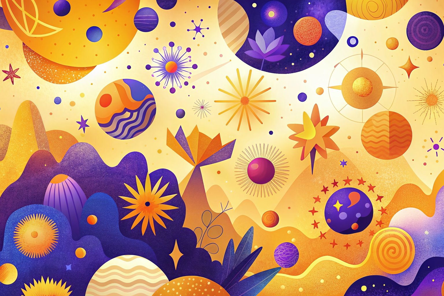 Abstract cosmic landscape with orbs - Microsoft Surface 12.4″ wallpapers in 1536x1024 resolution