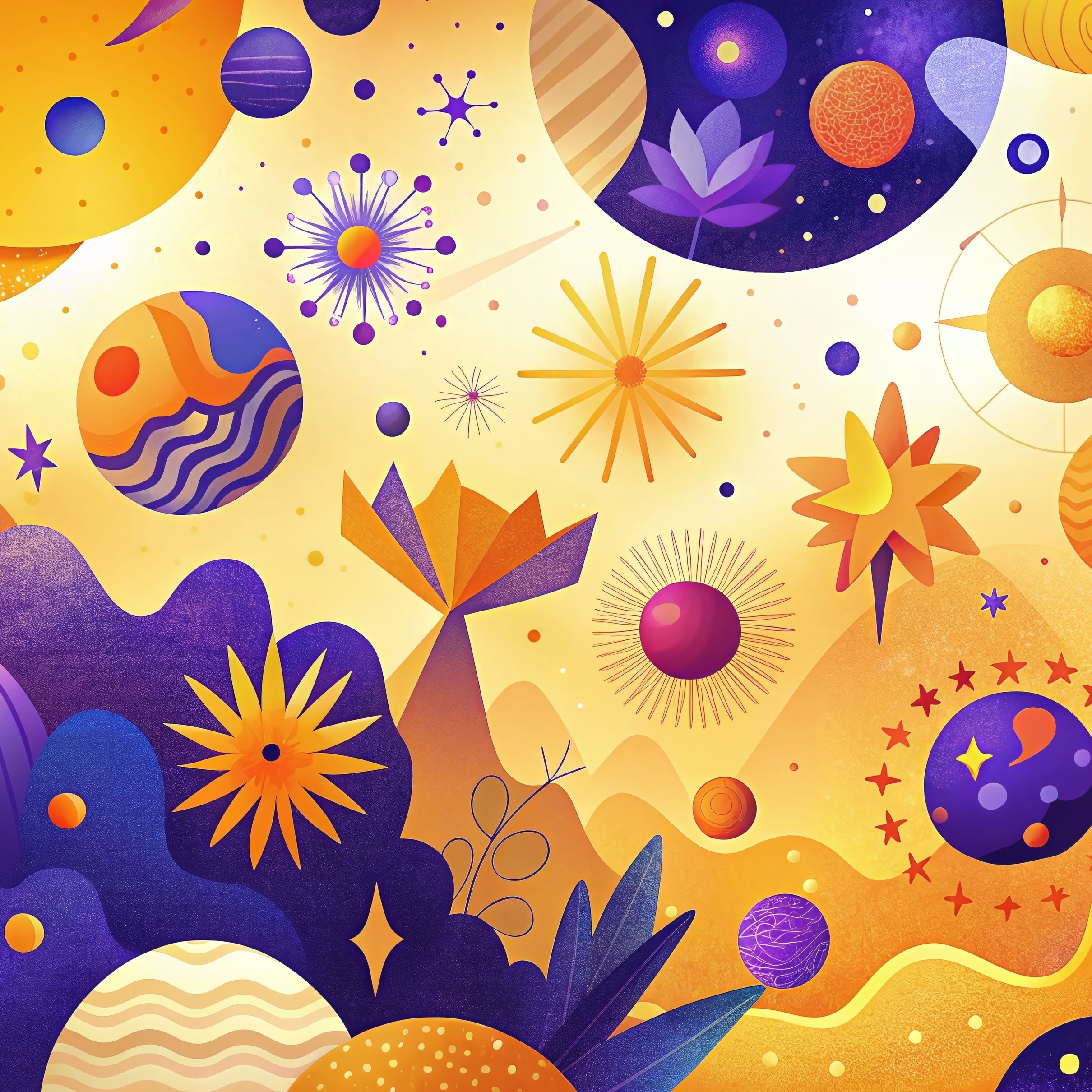 Abstract cosmic landscape with orbs - Wallpapers for iPad Pro 11″ 2024 in 2420x2420 resolution