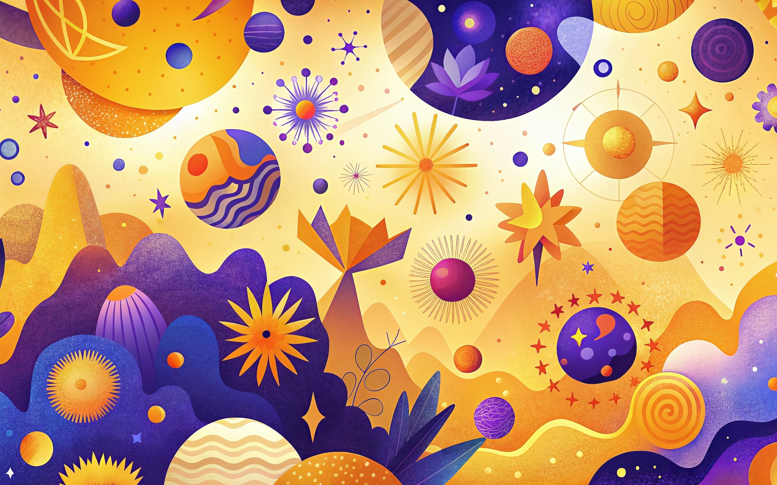 Abstract cosmic landscape with orbs - WQXGA and for Apple MacBook Air 13 wallpapers in 2560x1600 resolution