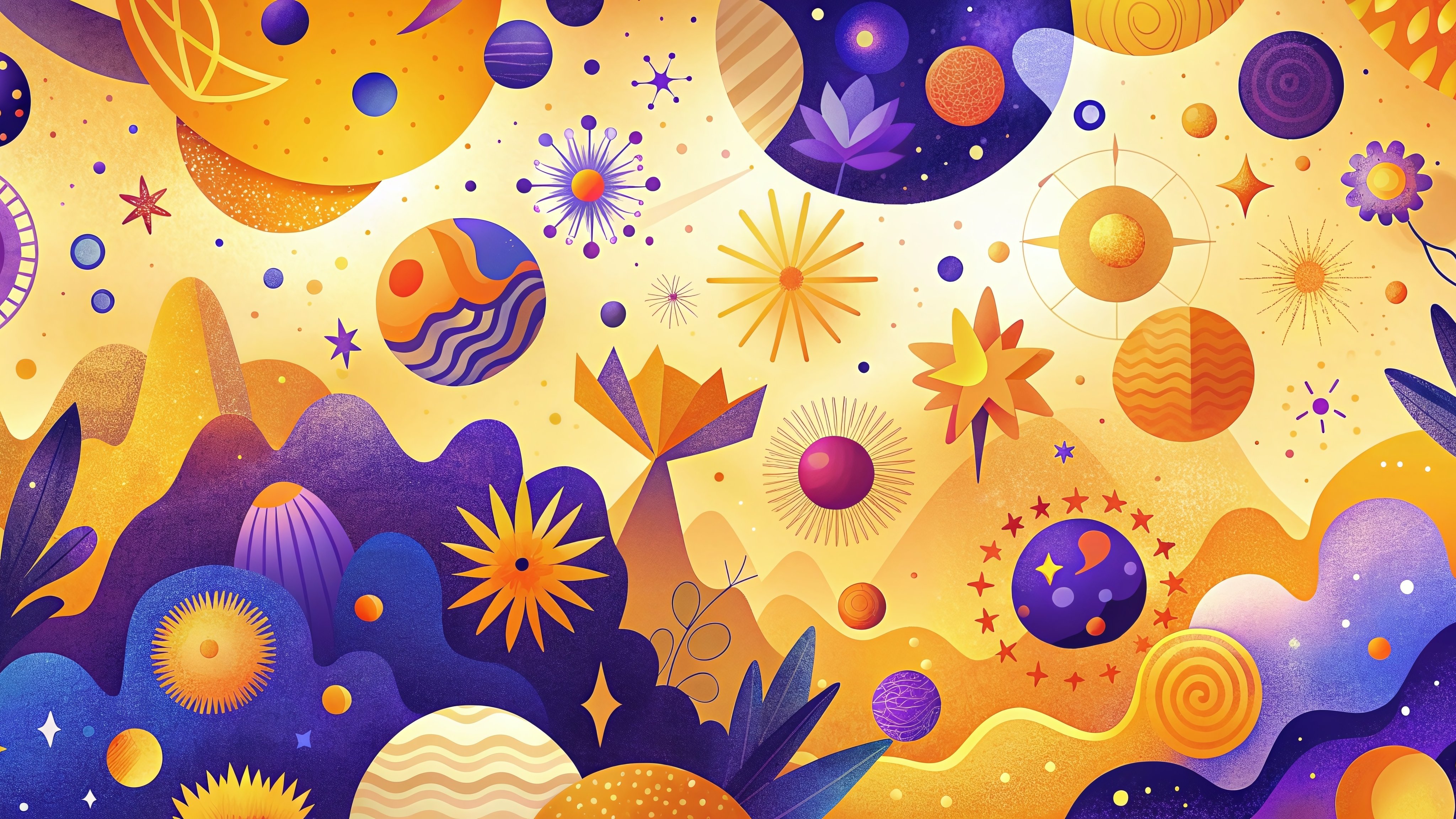 Abstract cosmic landscape with orbs - Wallpapers for Apple iMac 21.5″ in 4096x2304 resolution