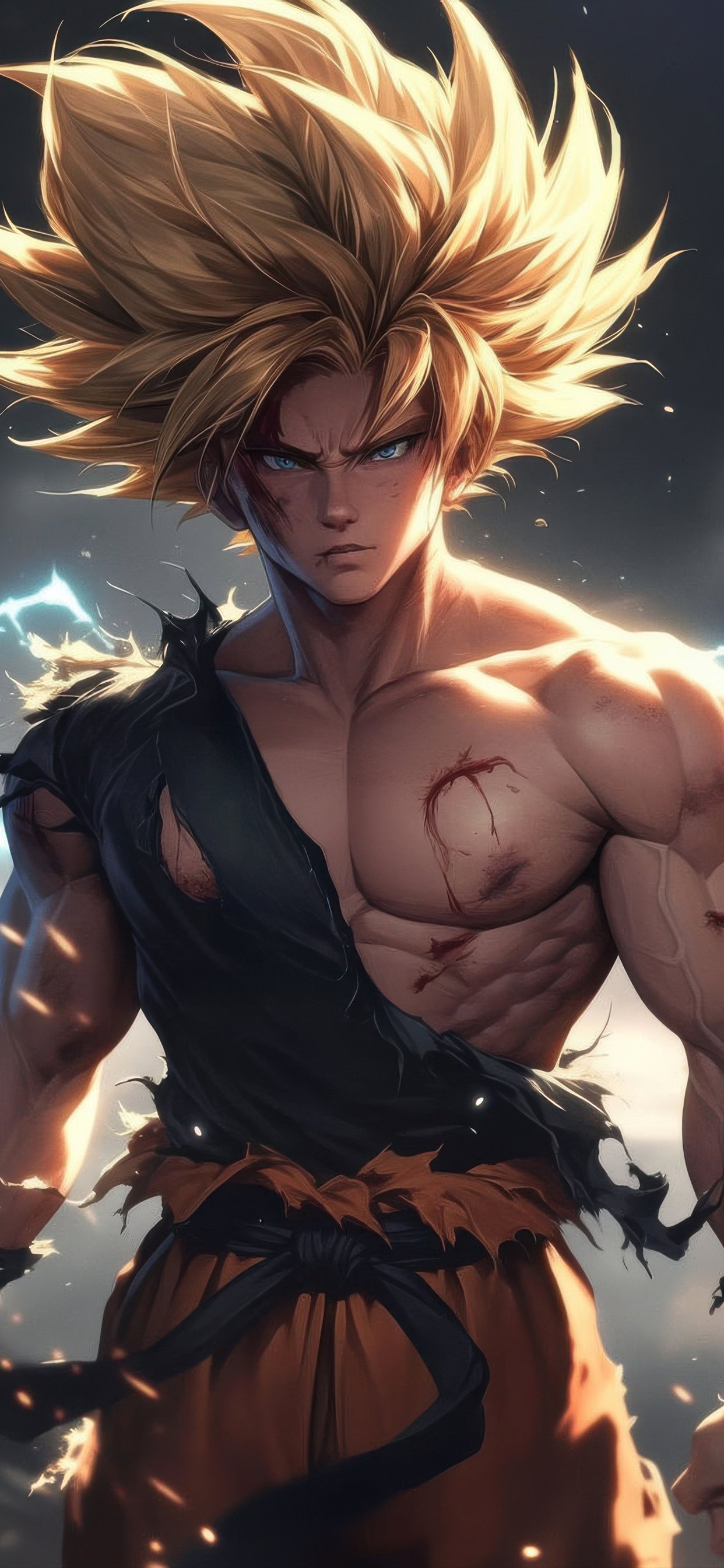 Son Goku in a tense scene - Wallpapers for iPhone 11 Pro Max in 1242x2688 resolution