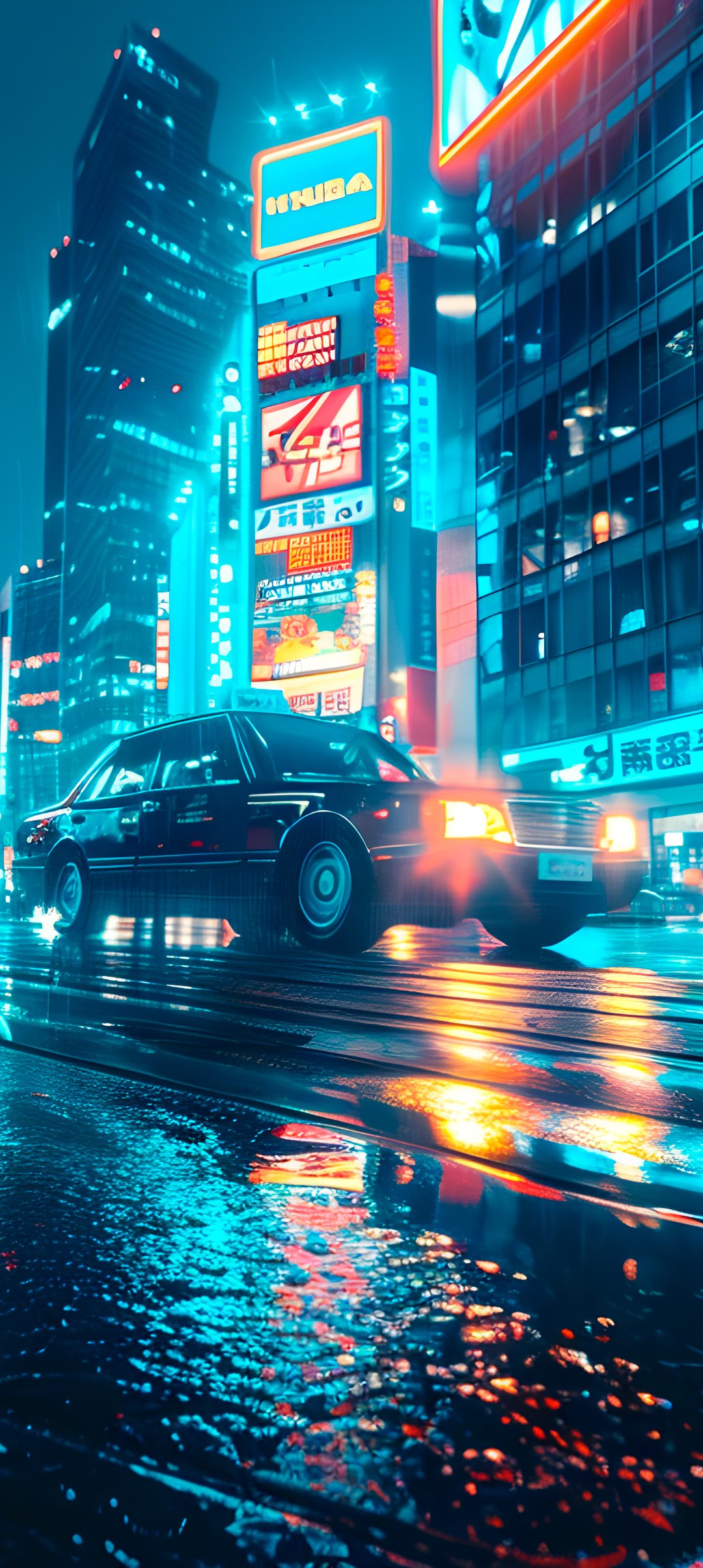 Night city in neon light - Wallpapers for Samsung Galaxy A13/A14/A53, Realme 12 Pro 5G, POCO M5 in 1080x2408 resolution