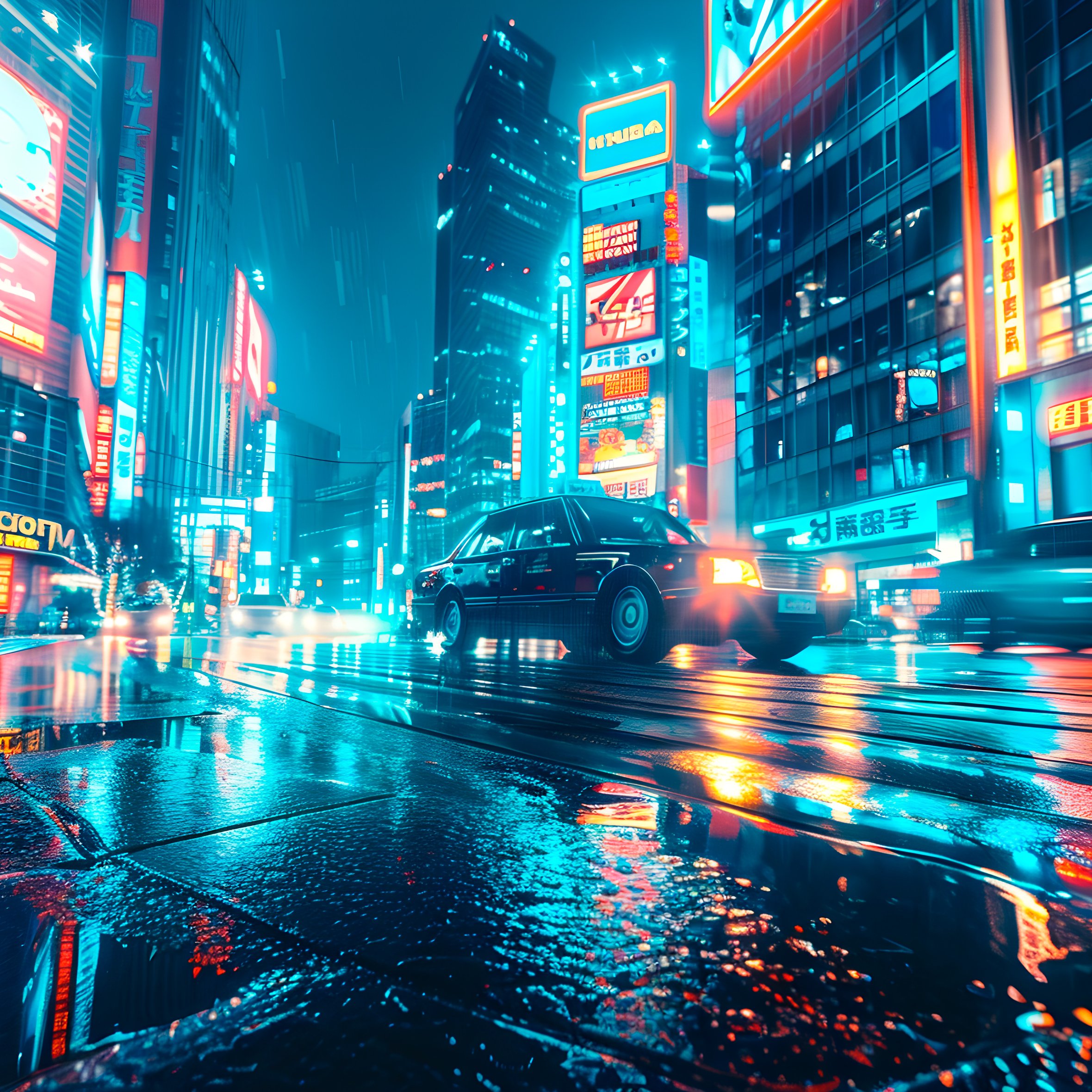 Night city in neon light - Wallpapers for iPad Air 10.9″ in 2360x2360 resolution