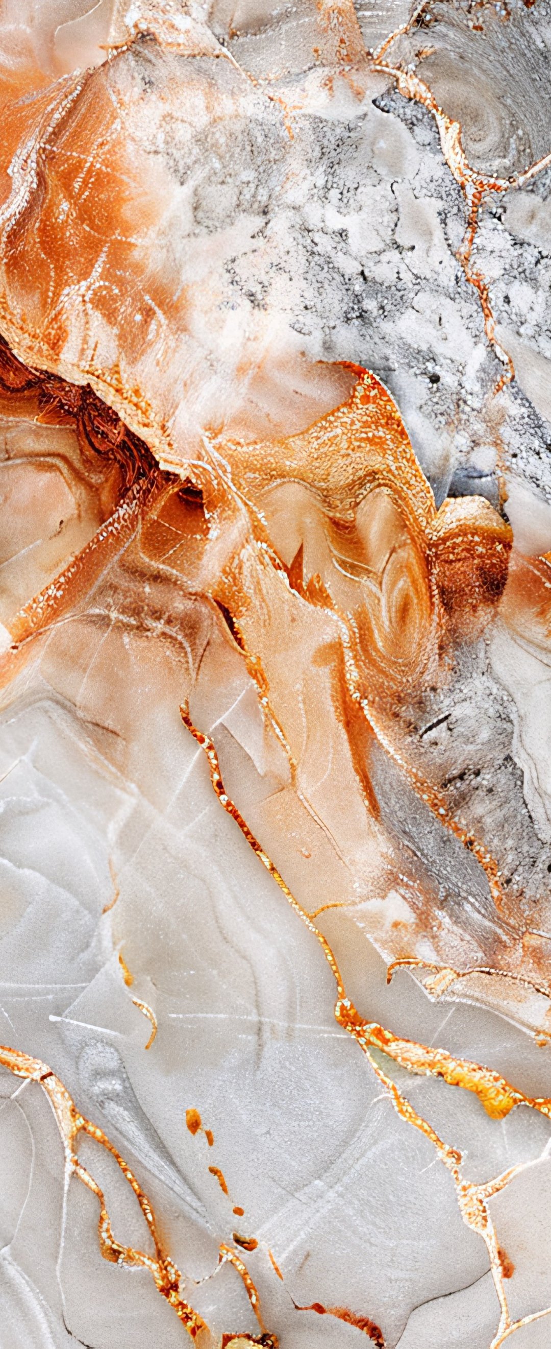White and orange marble texture - Wallpapers for Samsung Galaxy Z Flip6, Motorola Razr 2025 in 1080x2640 resolution