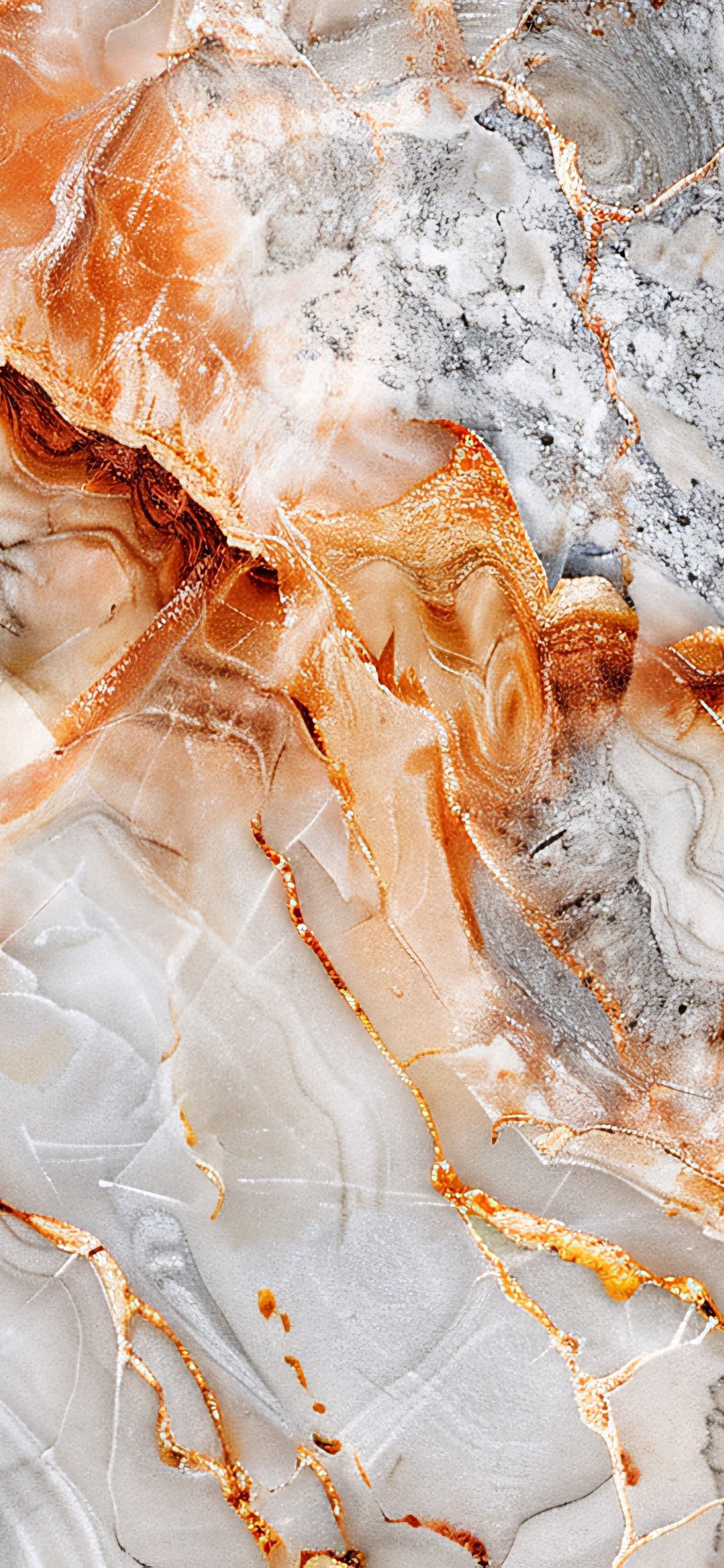 White and orange marble texture - Wallpapers for iPhone 12 Pro/13 Pro/14 in 1170x2532 resolution