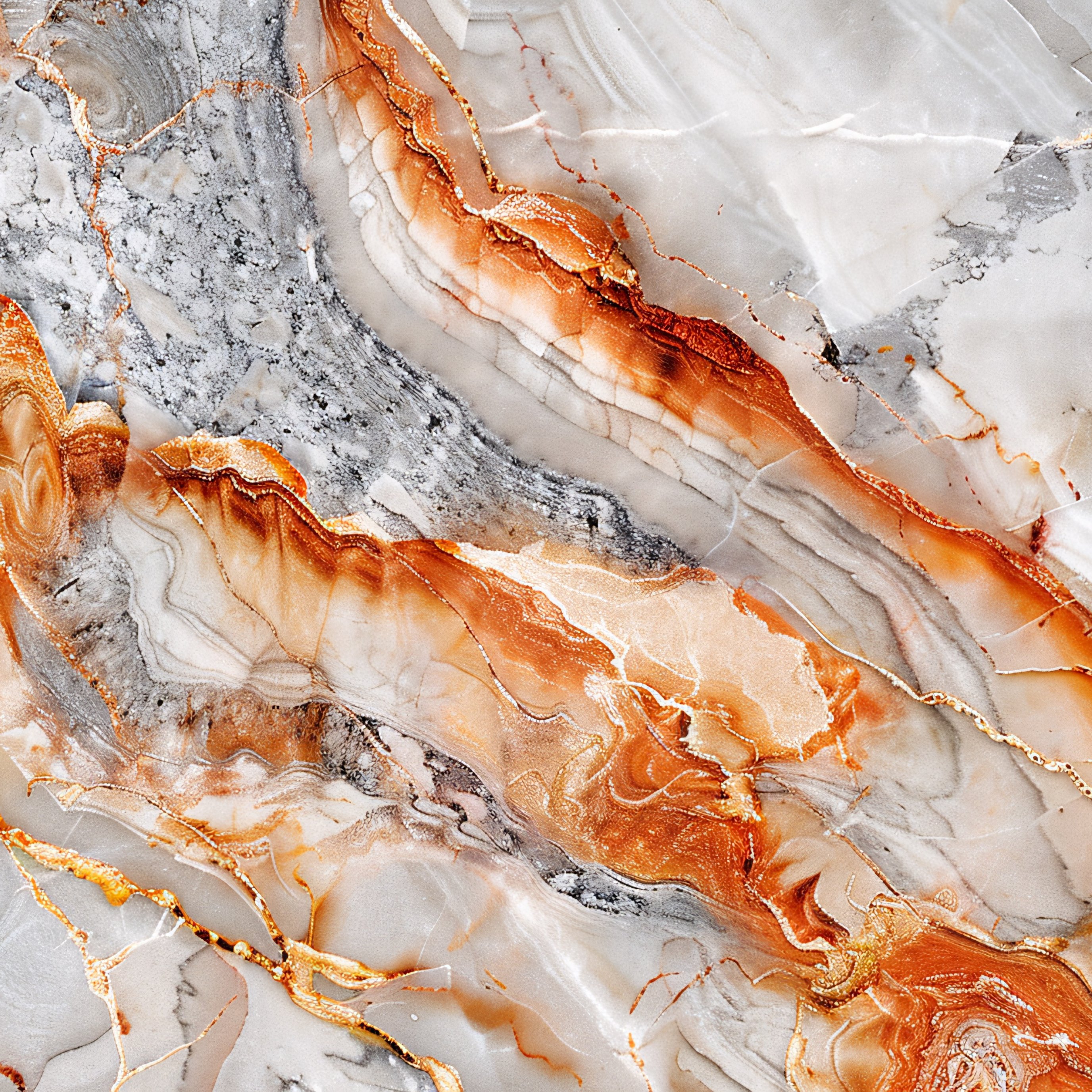 White and orange marble texture - Wallpapers for iPad Pro 13″ in 2752x2752 resolution