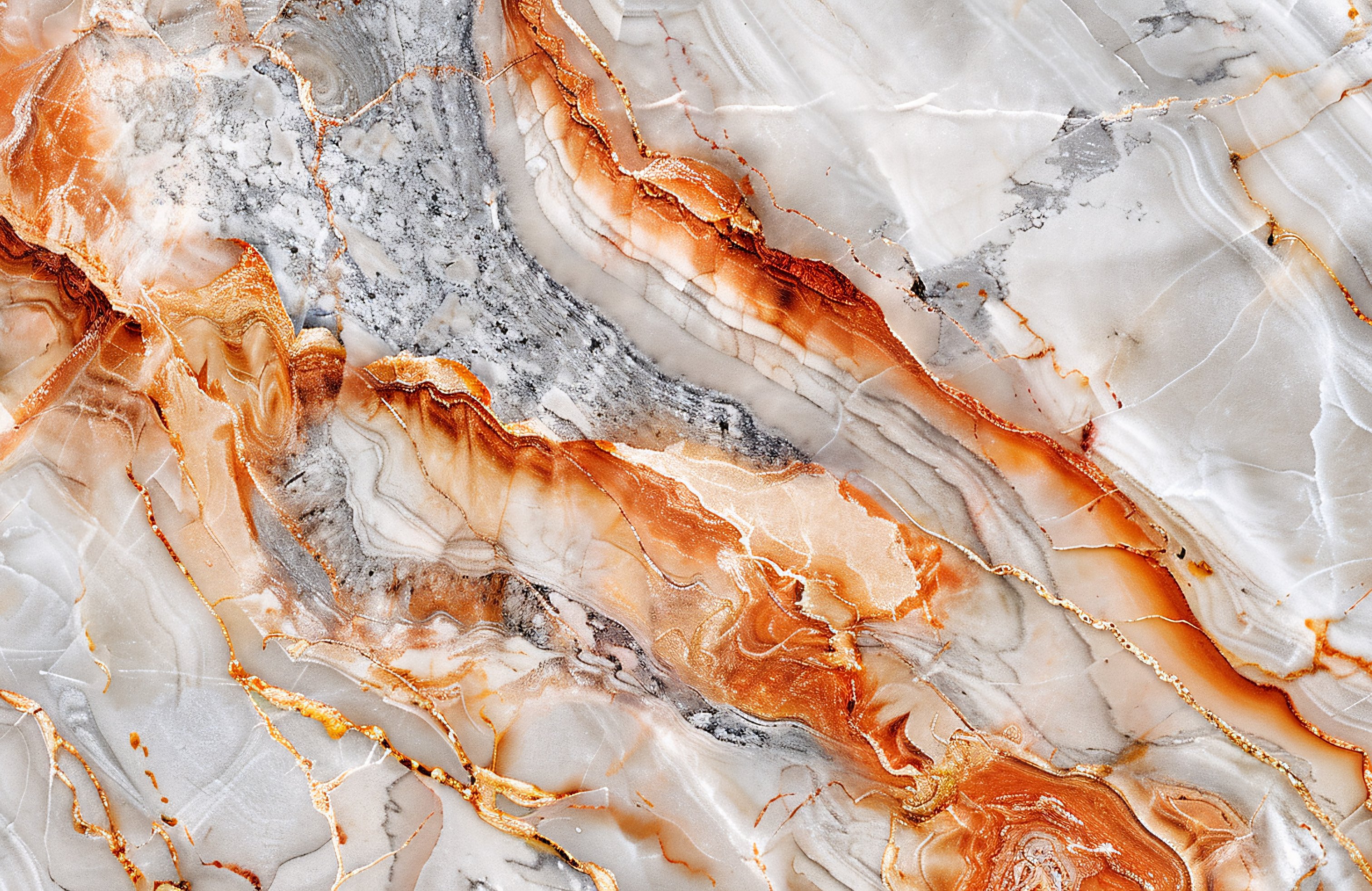 White and orange marble texture - Wallpapers for Apple MacBook 14.2″ in 3024x1964 resolution