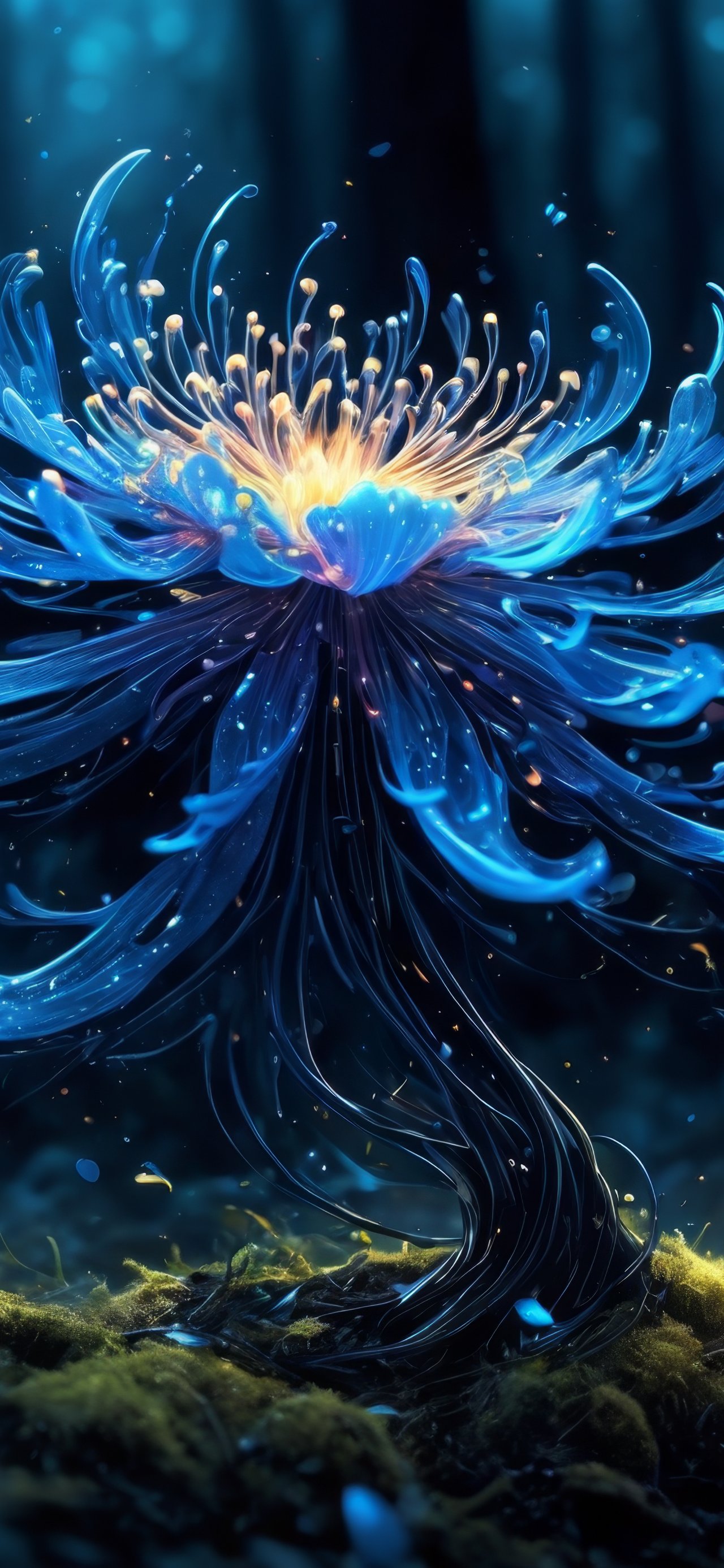 Mystical blue fantasy flower glowing - Wallpapers for Xiaomi 15T in 1280x2772 resolution