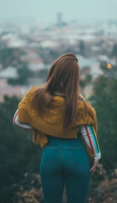 People wallpapers: woman, brown-haired, hills, bush