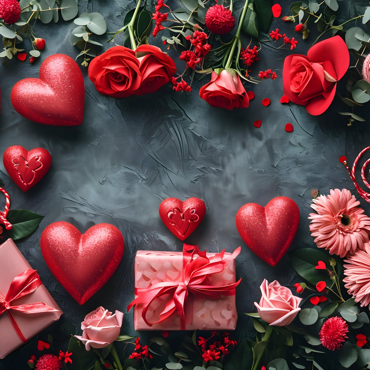 Valentine’s Day decorations with hearts - Wallpapers for Lenovo, Huawei in 1280x1280 resolution