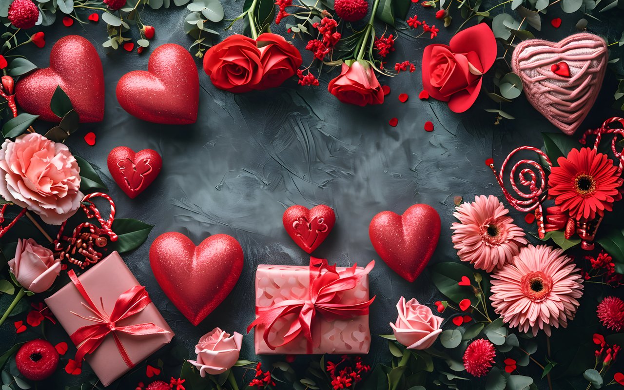 Valentine’s Day decorations with hearts - WXGA_1280 wallpapers in 1280x800 resolution