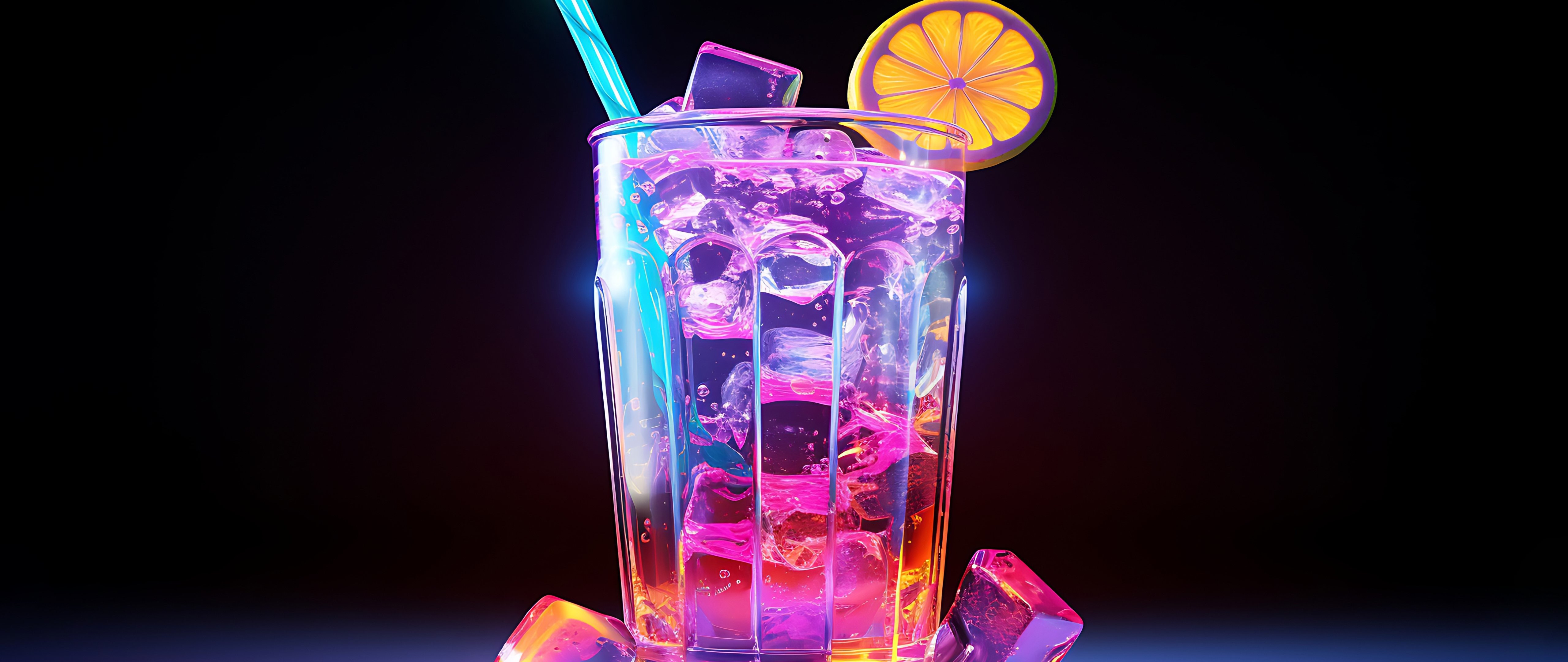 Summer cocktail with ice and lemon - 5K2K UltraWide 21:9 wallpapers in 5120x2160 resolution