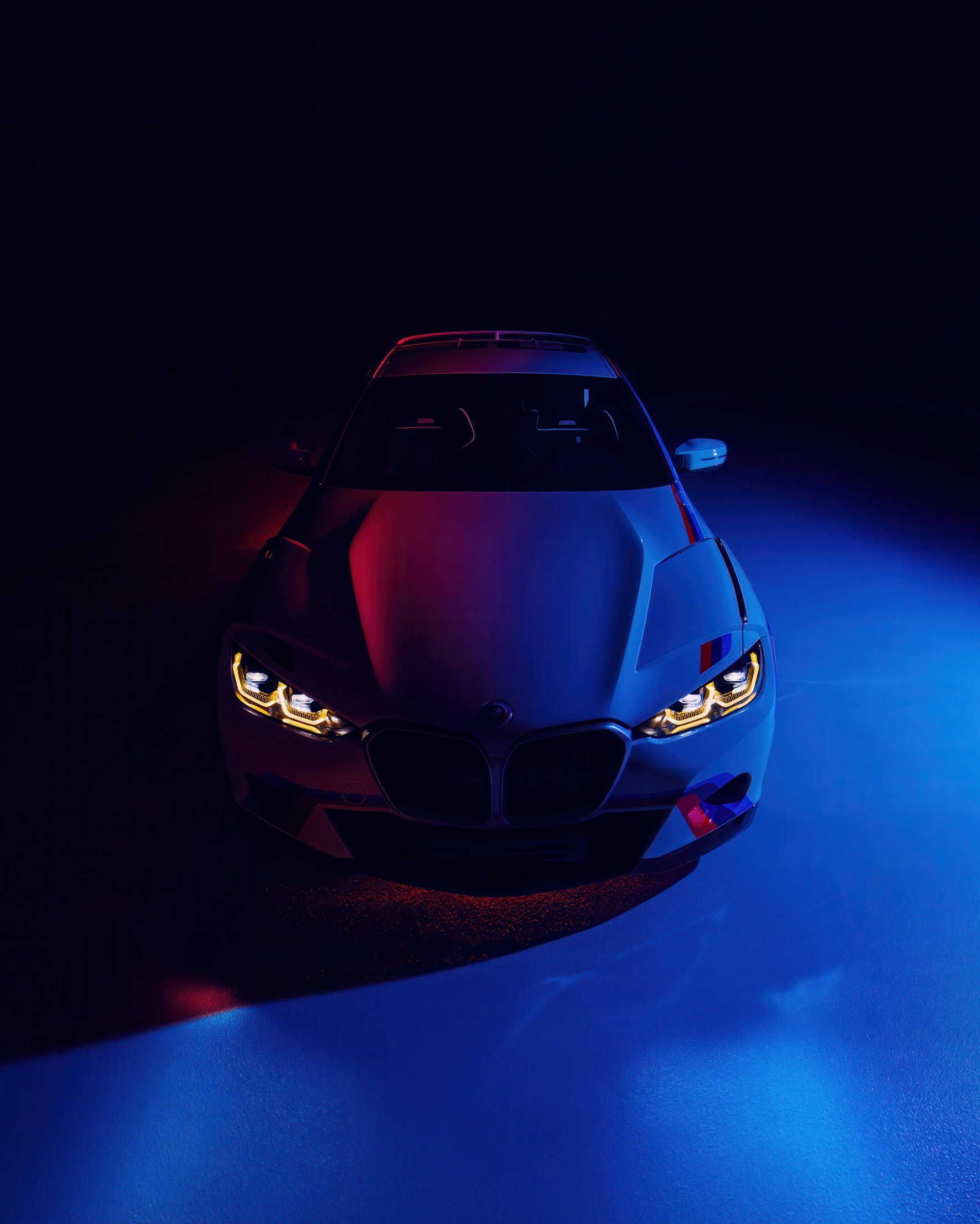 BMW 3 CSL illuminated in dark environment - Wallpapers for Samsung Galaxy Z Fold 2/3 in 1768x2208 resolution