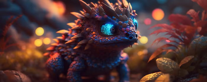 Фэнтези обои магия и колдовство для UltraWide мониторов 32:9 (3840x1080): фантастическое существо, ящерица, чешуя, голубые глаза