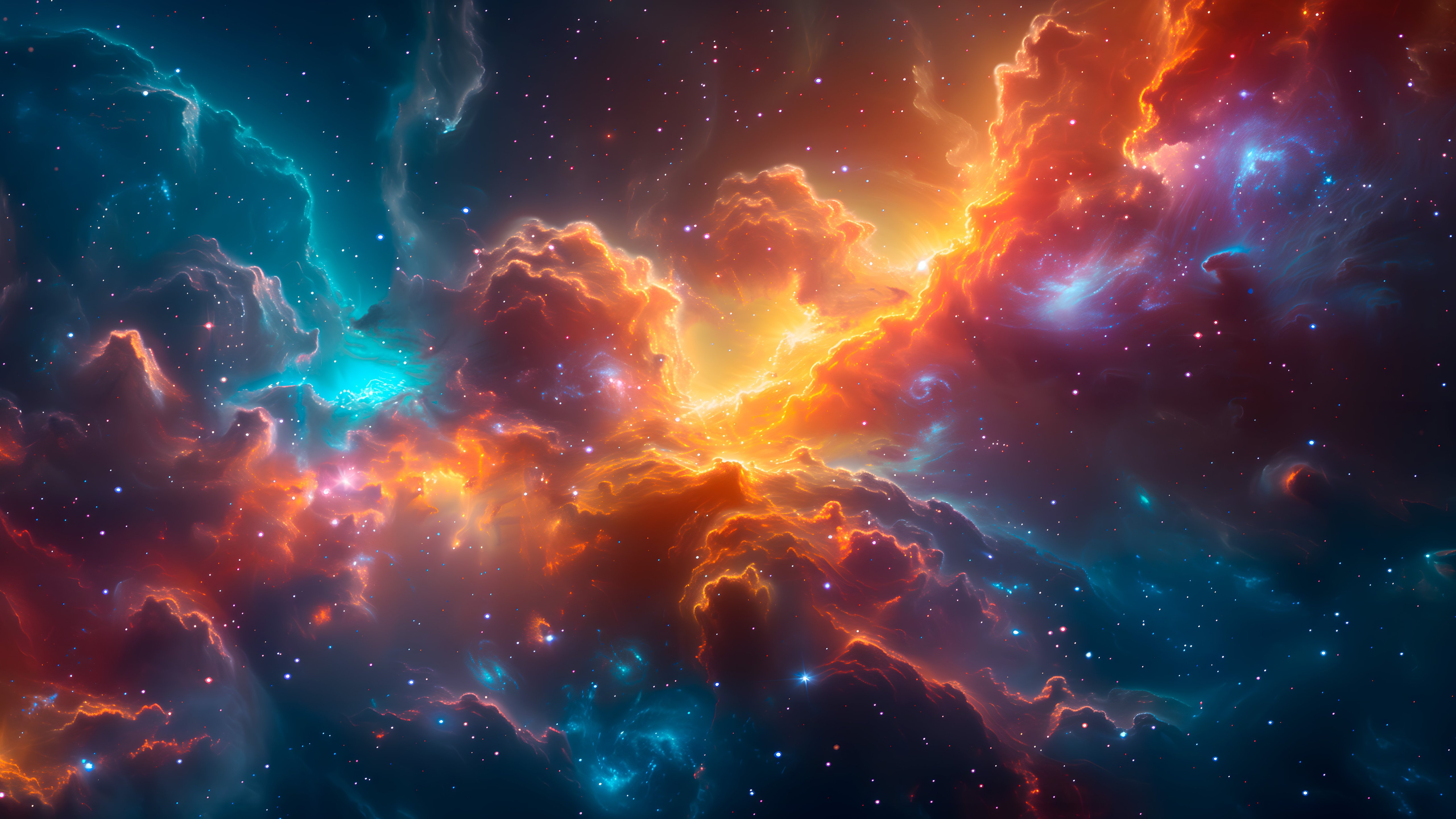 The Orange Cosmic Nebula - 5K wallpapers in 5120x2880 resolution