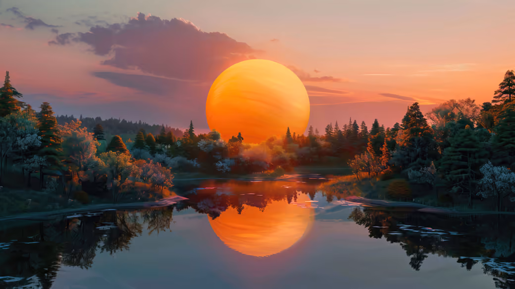 Sunset over forest lake - Wallpapers for Samsung/LG in 720x1280 resolution