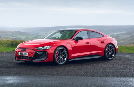 Sleek Red Audi RS e-tron GT Carbon Black Car on Scenic Road