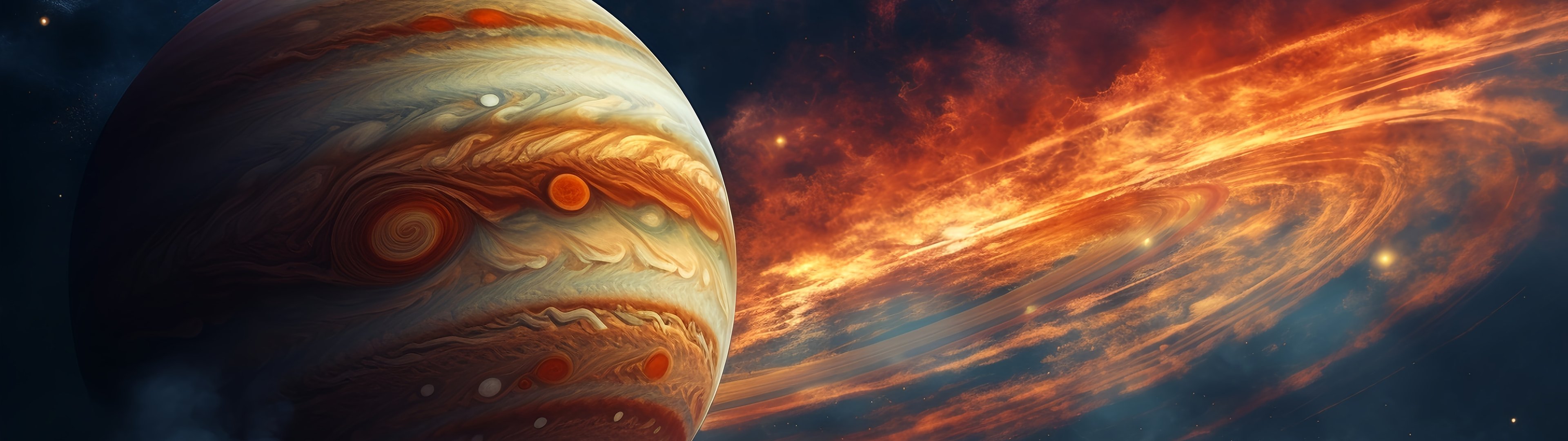 Big Jupiter with storms - UltraWide 32:9 wallpapers in 3840x1080 resolution