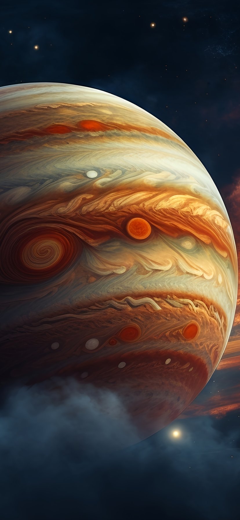 Big Jupiter with storms - Wallpapers for iPhone 11/XR in 828x1792 resolution