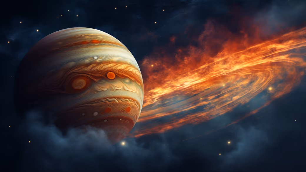 Big Jupiter with storms - Wallpapers for Apple MacBook 14.2″ in 3024x1964 resolution