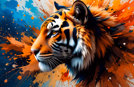 Animals wallpapers: tiger, big cat, painting, fur