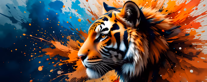 UltraWide 32:9 wallpapers (3840x1080): tiger, big cat, painting, fur