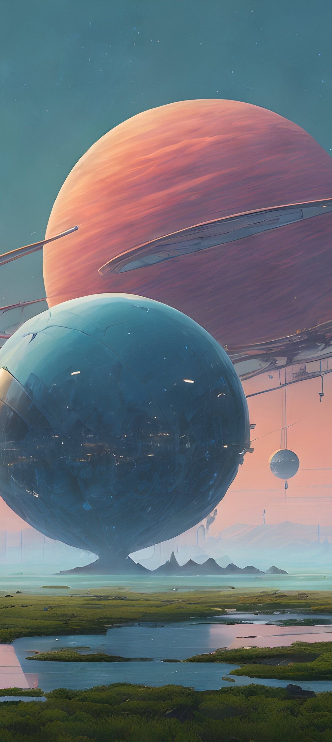Fantasy world with planets in the sky - Wallpapers for Samsung Galaxy A13/A14/A53, Realme 12 Pro 5G, POCO M5 in 1080x2408 resolution