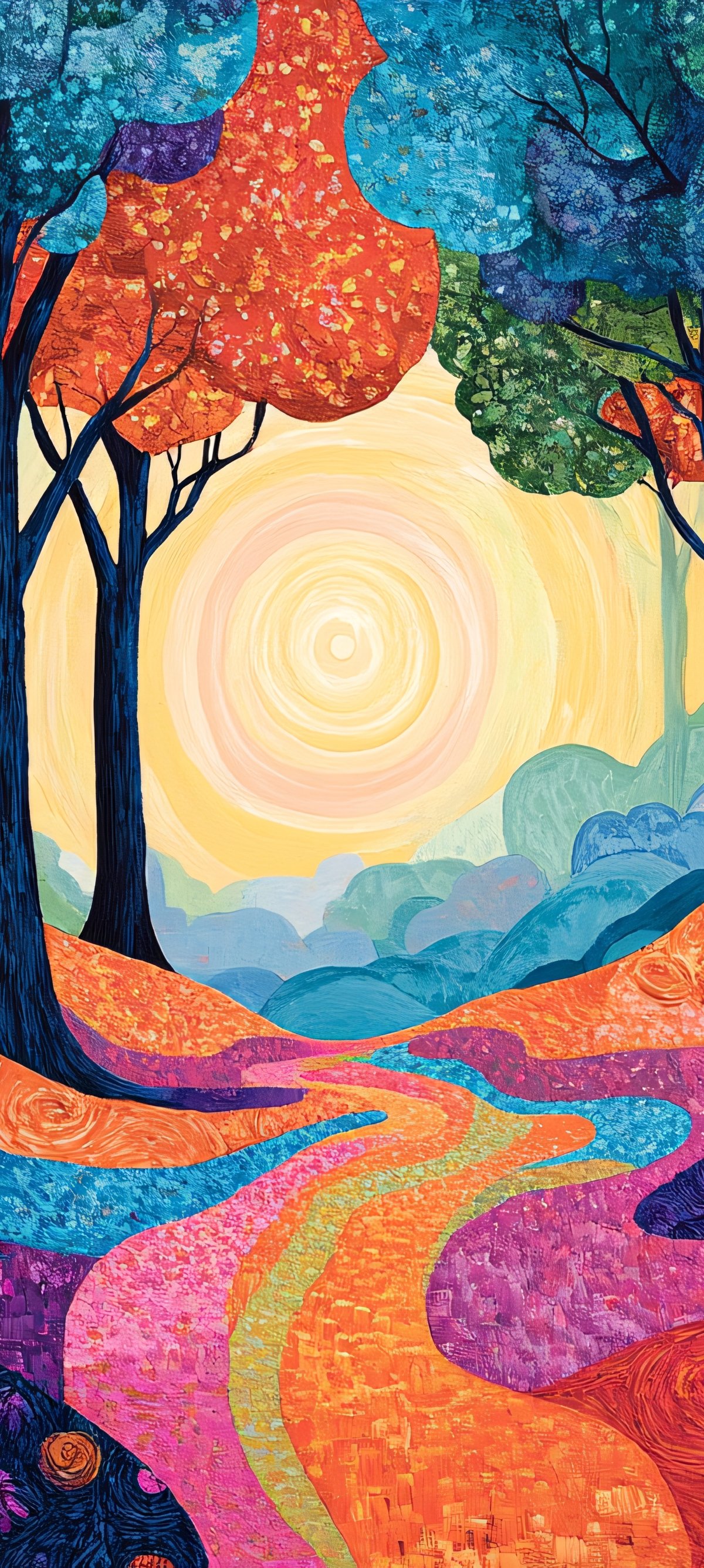 Colorful forest with bright trees - Wallpapers for Xiaomi 15 in 1200x2670 resolution