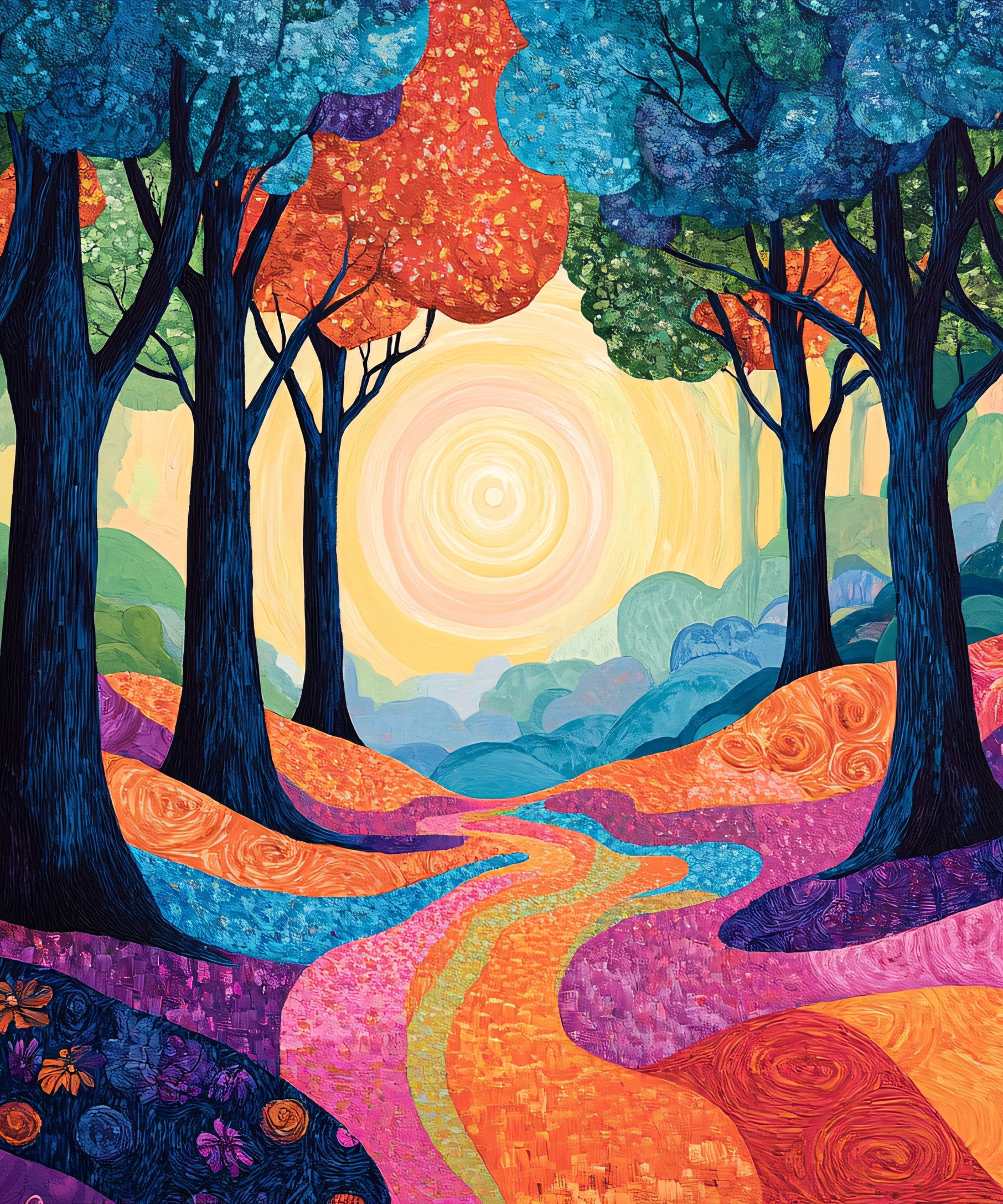 Colorful forest with bright trees - Wallpapers for Samsung Galaxy Z Fold4/Z Fold5/Z Fold6 in 1812x2176 resolution